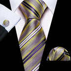 High Quality Artsy Design Neckties Handkerchief Cufflinks - VacationGrabs