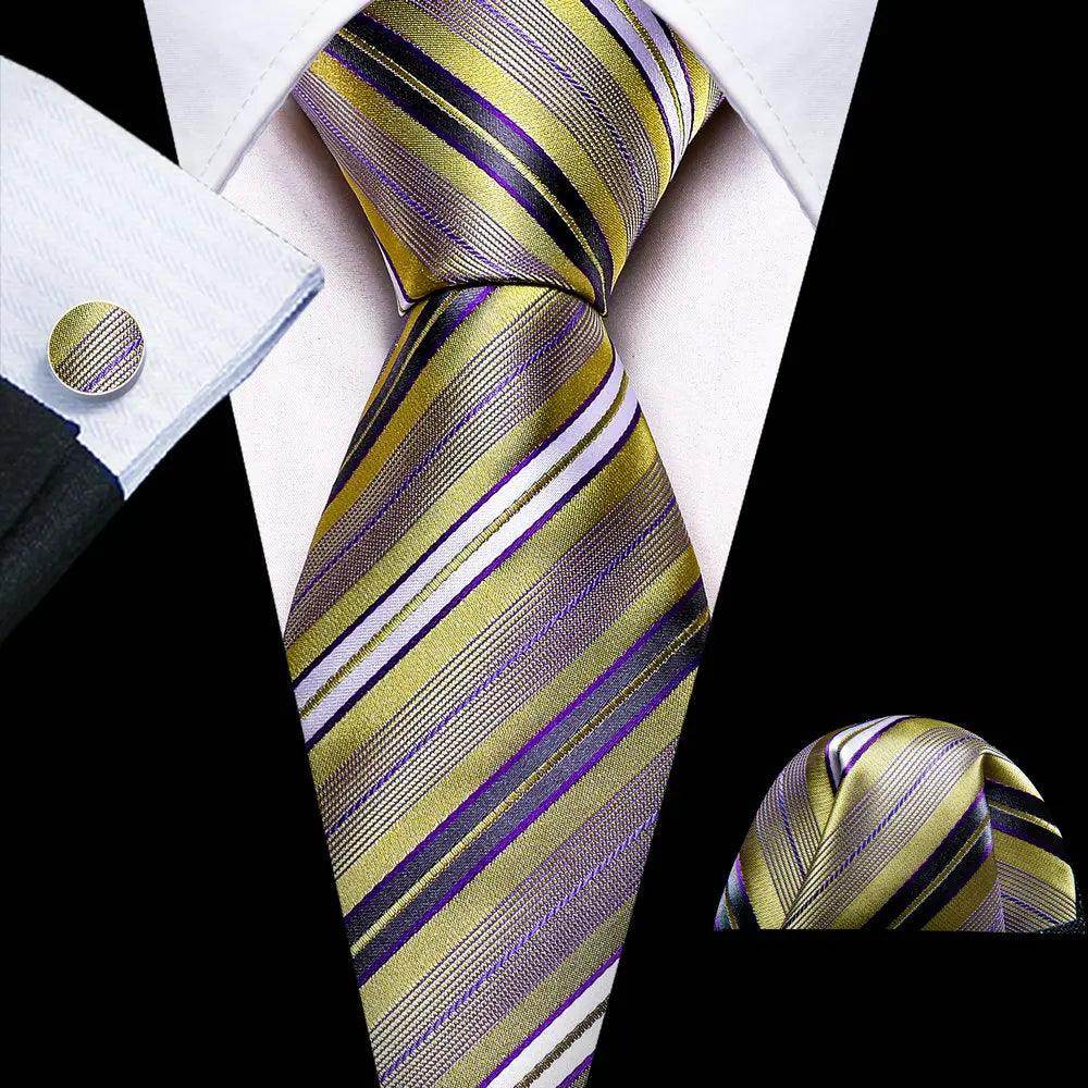 High Quality Artsy Design Neckties Handkerchief Cufflinks - VacationGrabs