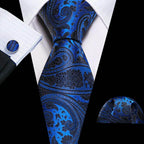 High Quality Artsy Design Neckties Handkerchief Cufflinks - VacationGrabs