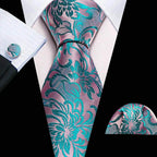 High Quality Artsy Design Neckties Handkerchief Cufflinks - VacationGrabs