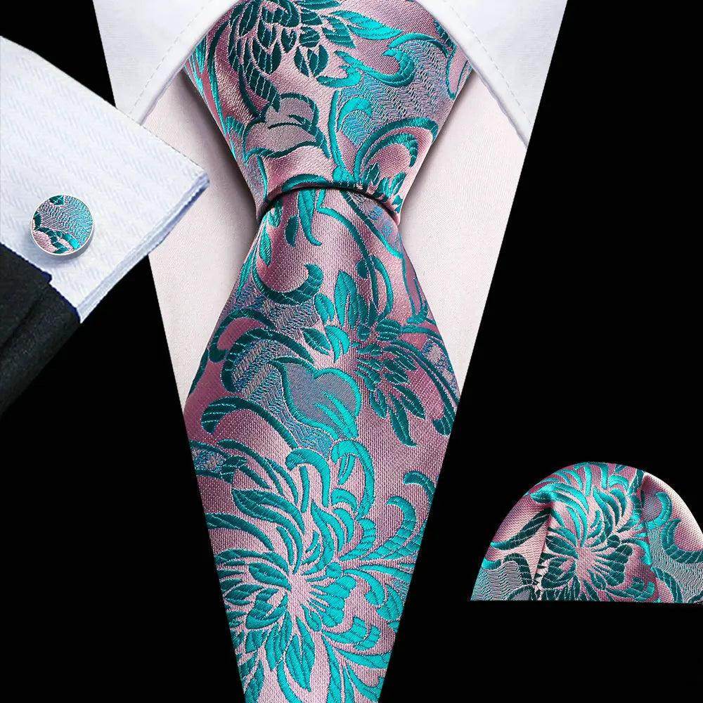 High Quality Artsy Design Neckties Handkerchief Cufflinks - VacationGrabs