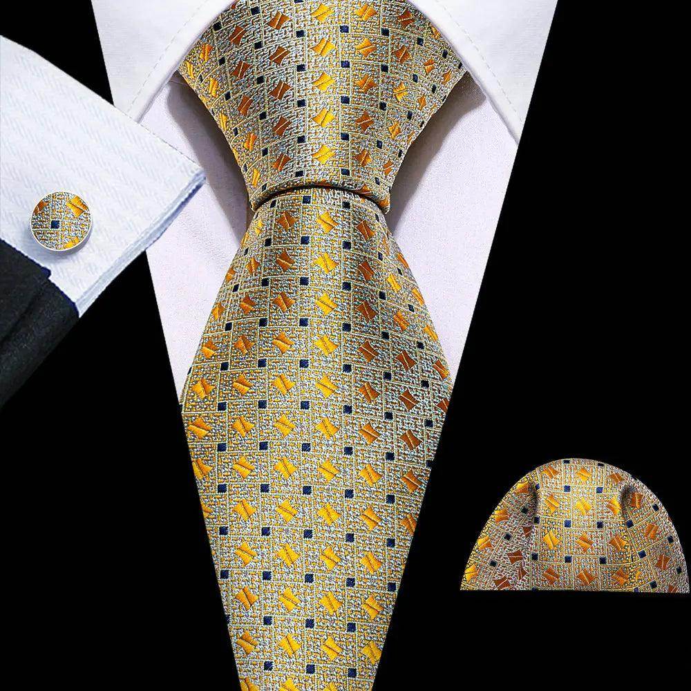 High Quality Artsy Design Neckties Handkerchief Cufflinks - VacationGrabs
