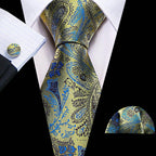 High Quality Artsy Design Neckties Handkerchief Cufflinks - VacationGrabs