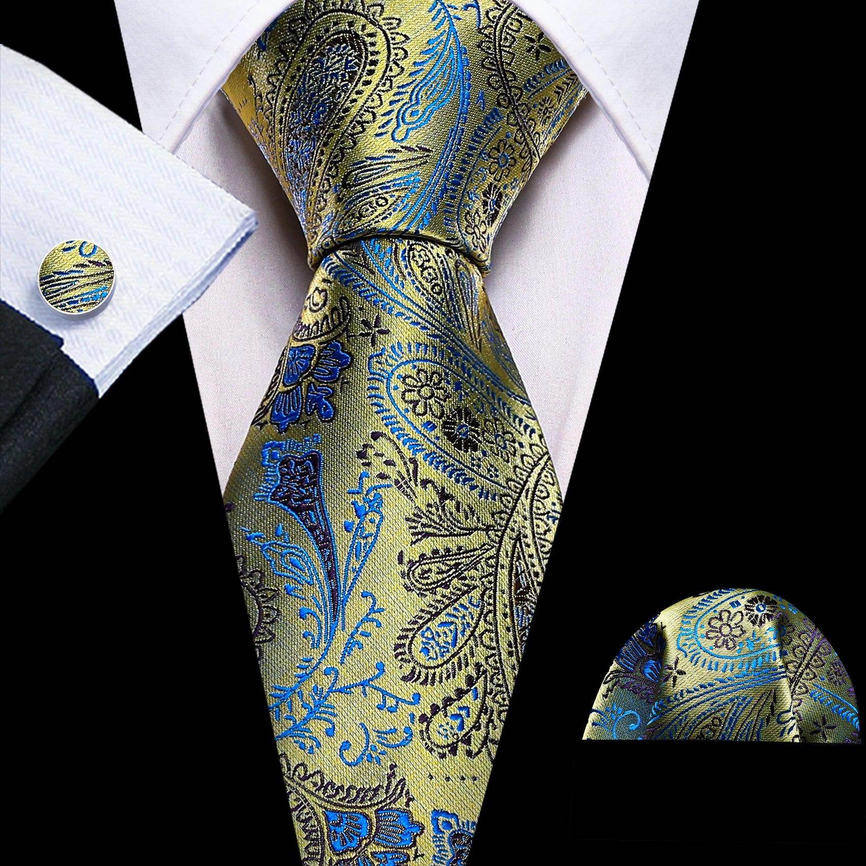 High Quality Artsy Design Neckties Handkerchief Cufflinks - VacationGrabs