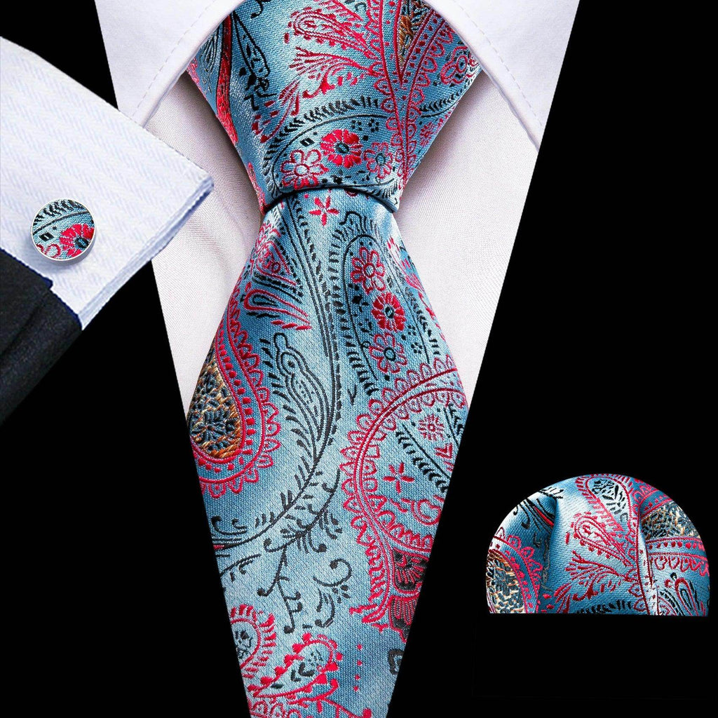 High Quality Artsy Design Neckties Handkerchief Cufflinks - VacationGrabs