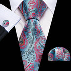 High Quality Artsy Design Neckties Handkerchief Cufflinks - VacationGrabs