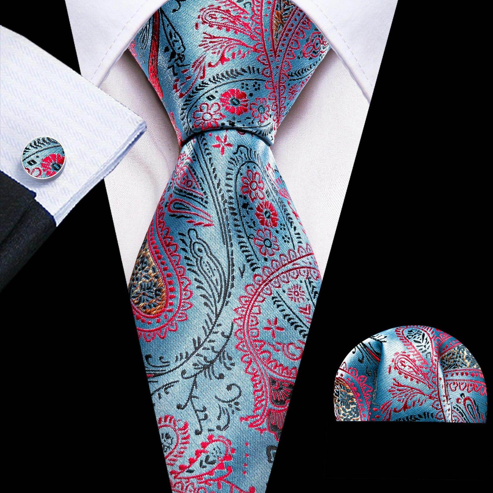 High Quality Artsy Design Neckties Handkerchief Cufflinks - VacationGrabs