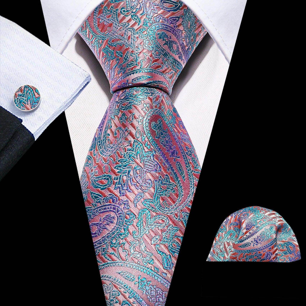 High Quality Artsy Design Neckties Handkerchief Cufflinks - VacationGrabs