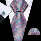 High Quality Artsy Design Neckties Handkerchief Cufflinks - VacationGrabs