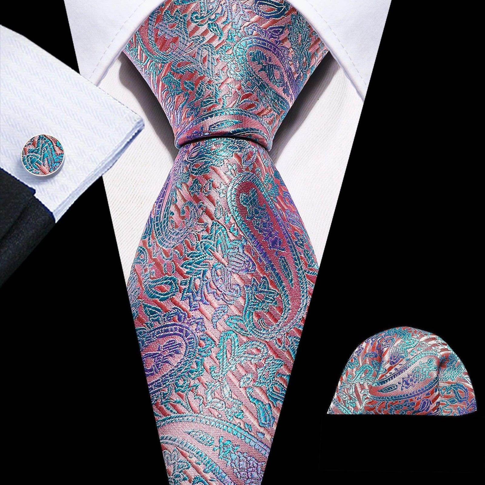 High Quality Artsy Design Neckties Handkerchief Cufflinks - VacationGrabs