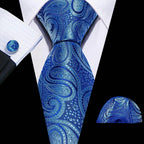 High Quality Artsy Design Neckties Handkerchief Cufflinks - VacationGrabs