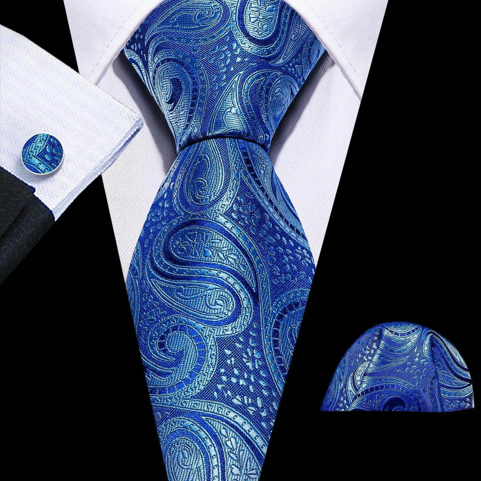 High Quality Artsy Design Neckties Handkerchief Cufflinks - VacationGrabs