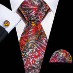 High Quality Artsy Design Neckties Handkerchief Cufflinks - VacationGrabs