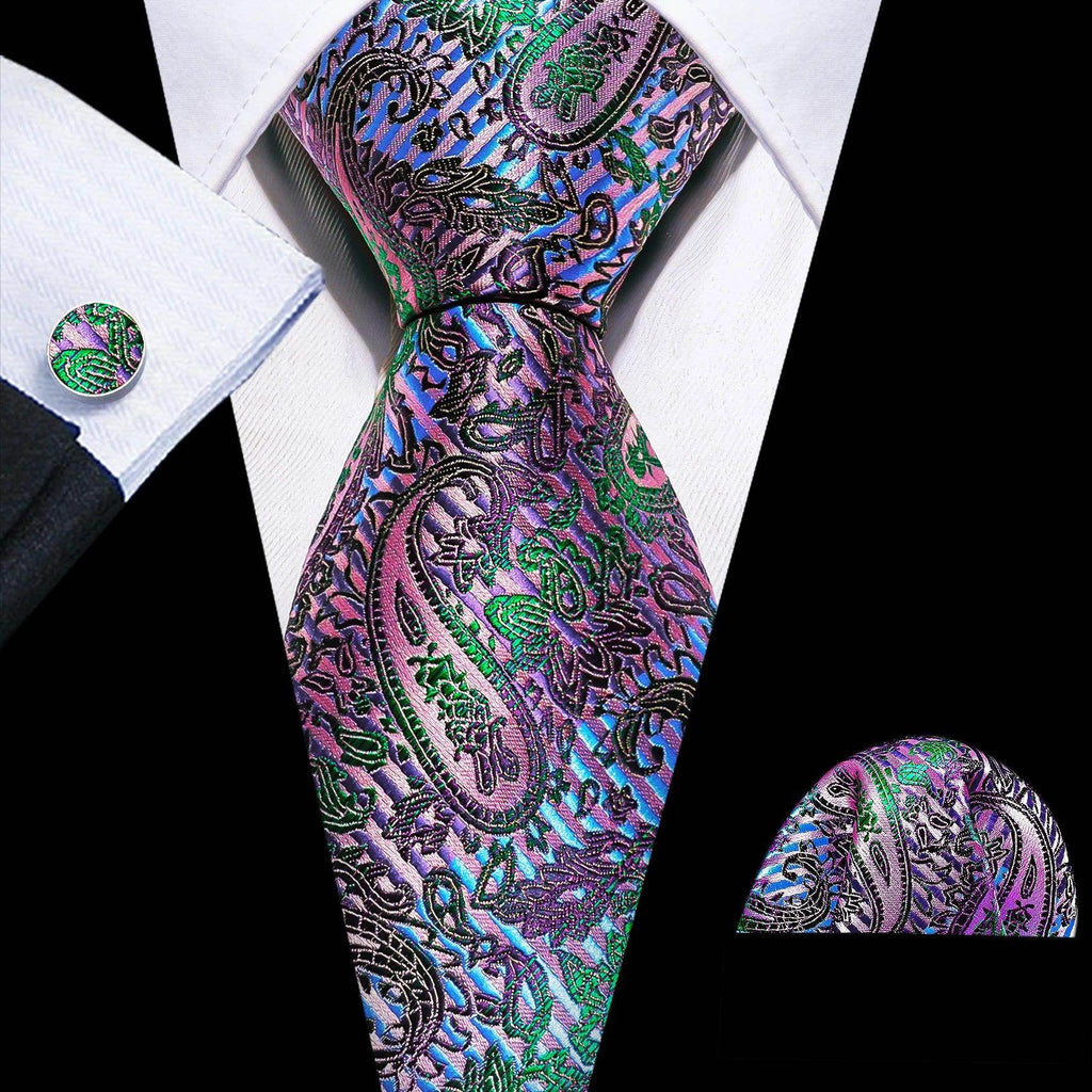 High Quality Artsy Design Neckties Handkerchief Cufflinks - VacationGrabs