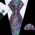 High Quality Artsy Design Neckties Handkerchief Cufflinks - VacationGrabs