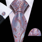 High Quality Artsy Design Neckties Handkerchief Cufflinks - VacationGrabs