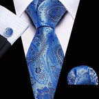 High Quality Artsy Design Neckties Handkerchief Cufflinks - VacationGrabs