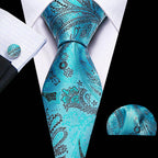 High Quality Artsy Design Neckties Handkerchief Cufflinks - VacationGrabs