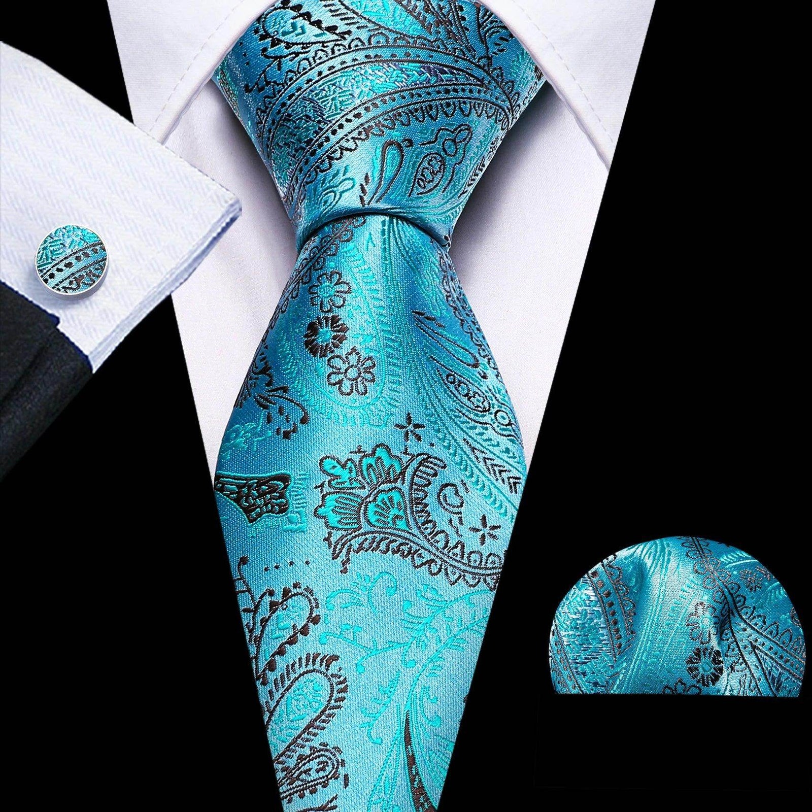 High Quality Artsy Design Neckties Handkerchief Cufflinks - VacationGrabs
