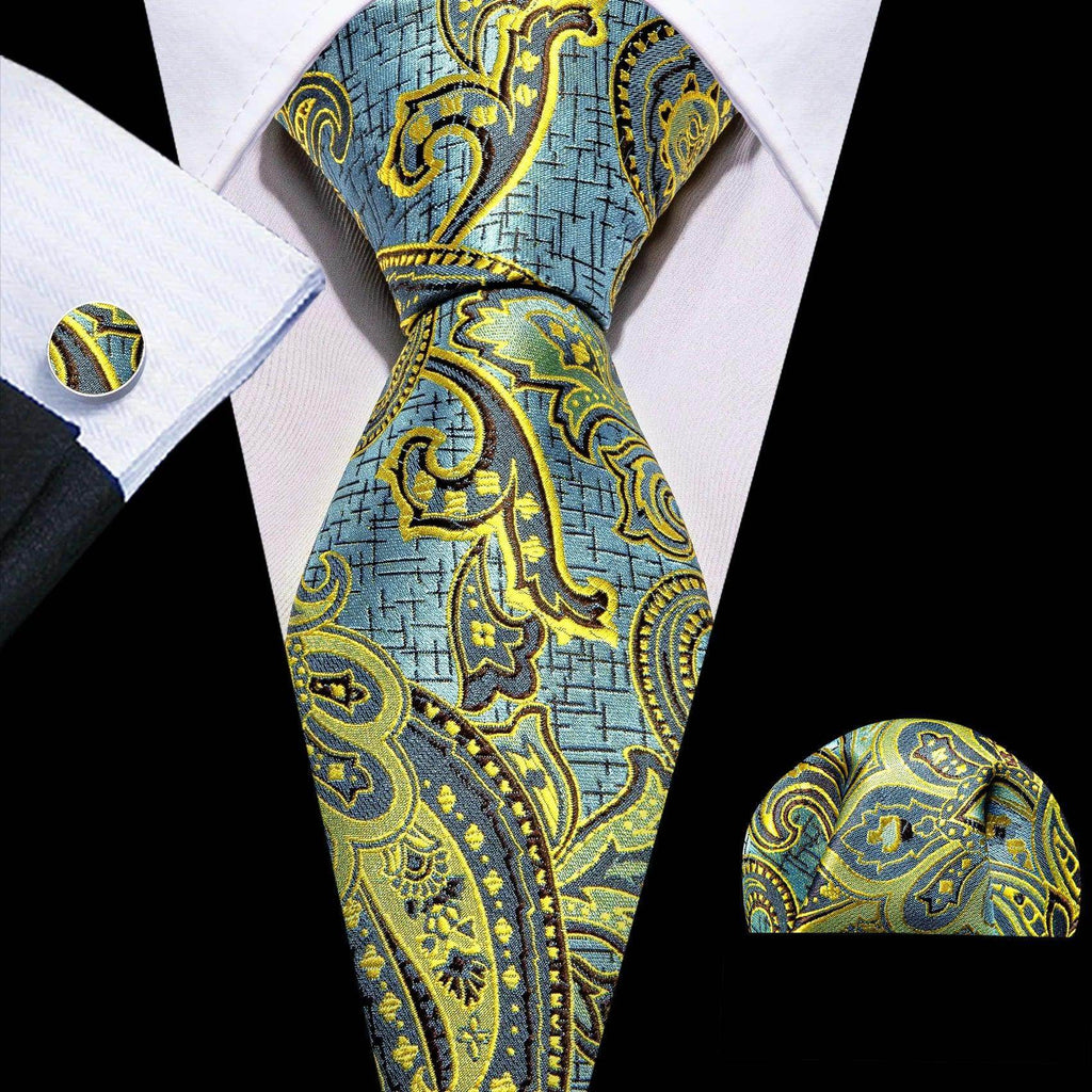 High Quality Artsy Design Neckties Handkerchief Cufflinks - VacationGrabs
