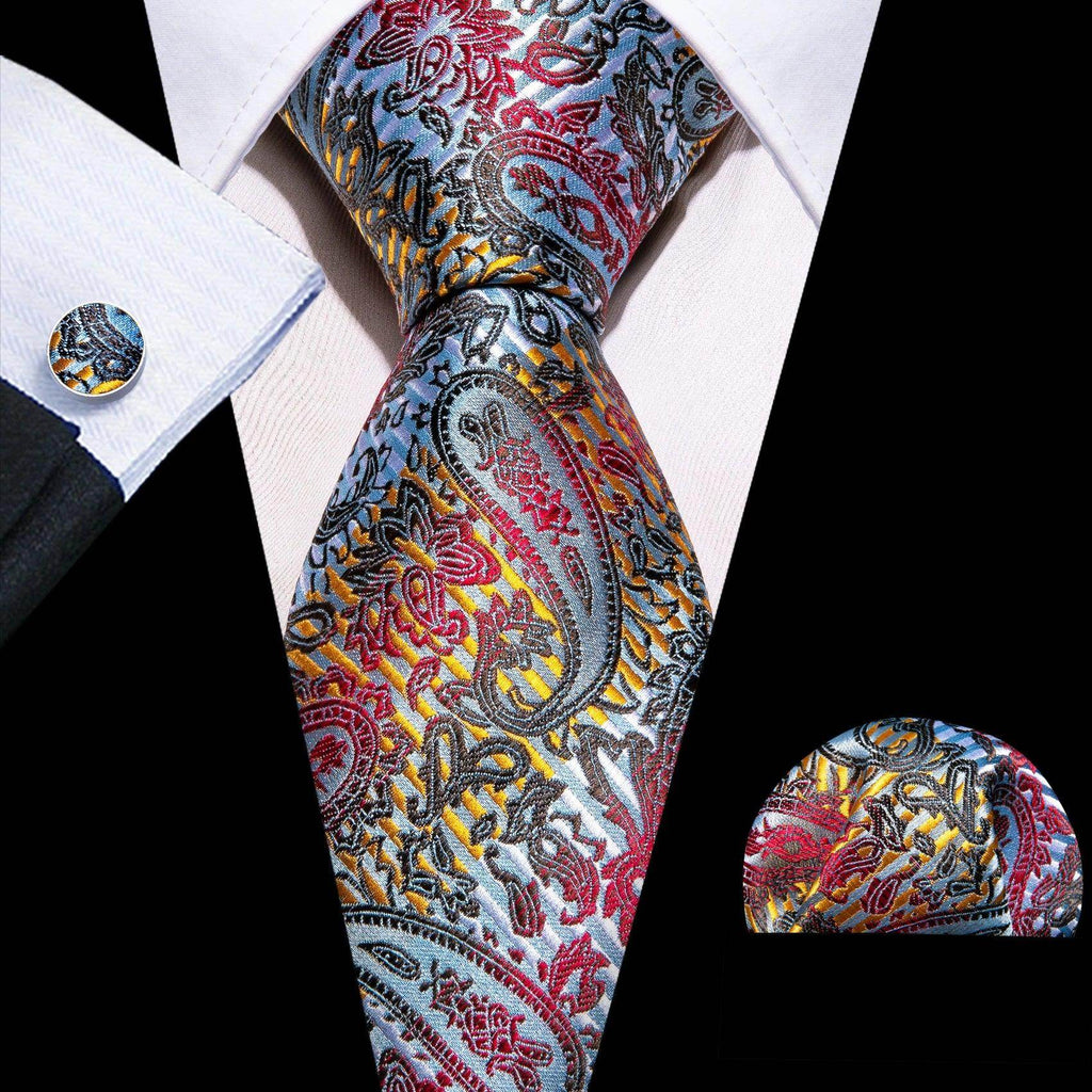 High Quality Artsy Design Neckties Handkerchief Cufflinks - VacationGrabs