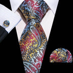 High Quality Artsy Design Neckties Handkerchief Cufflinks - VacationGrabs