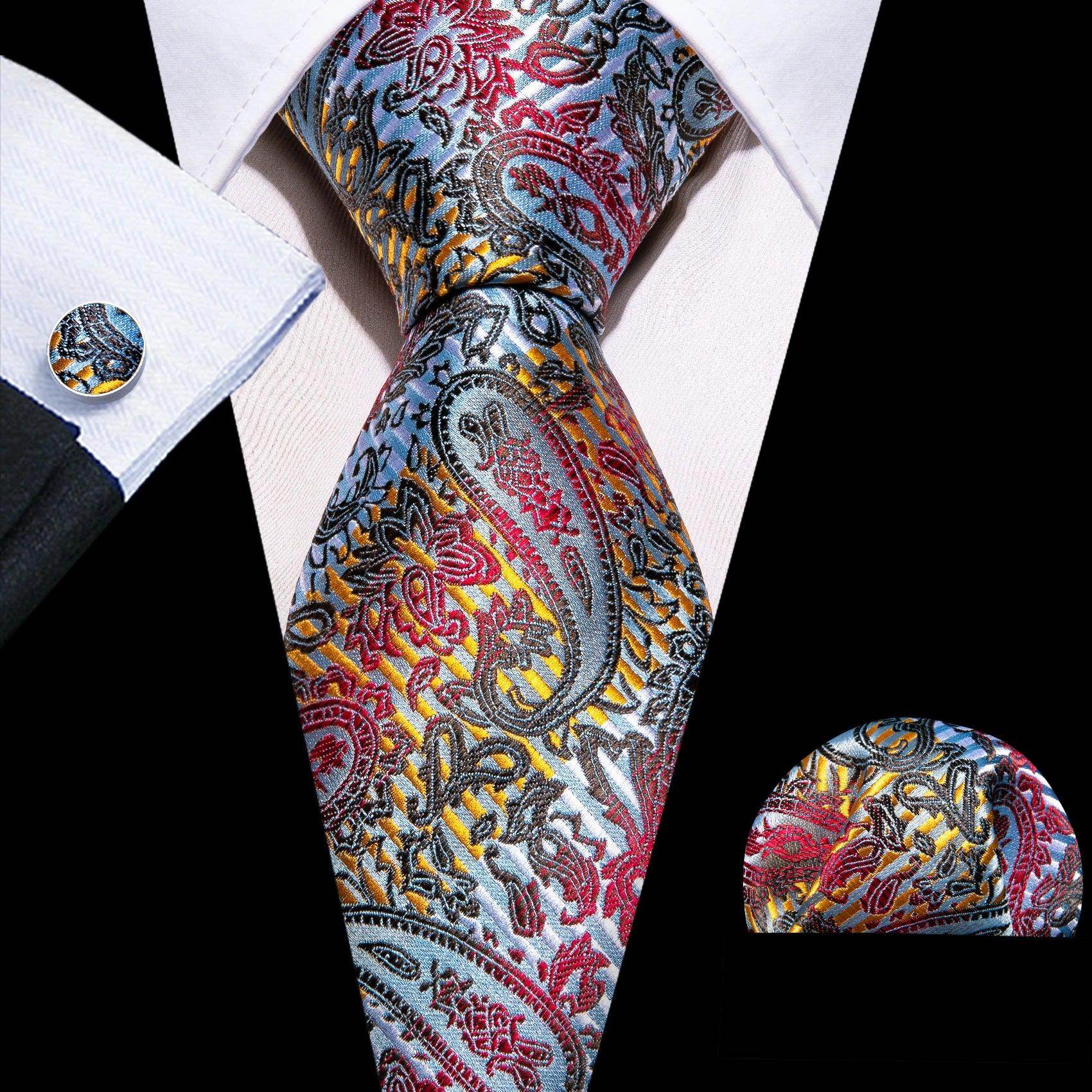 High Quality Artsy Design Neckties Handkerchief Cufflinks - VacationGrabs