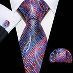High Quality Artsy Design Neckties Handkerchief Cufflinks - VacationGrabs