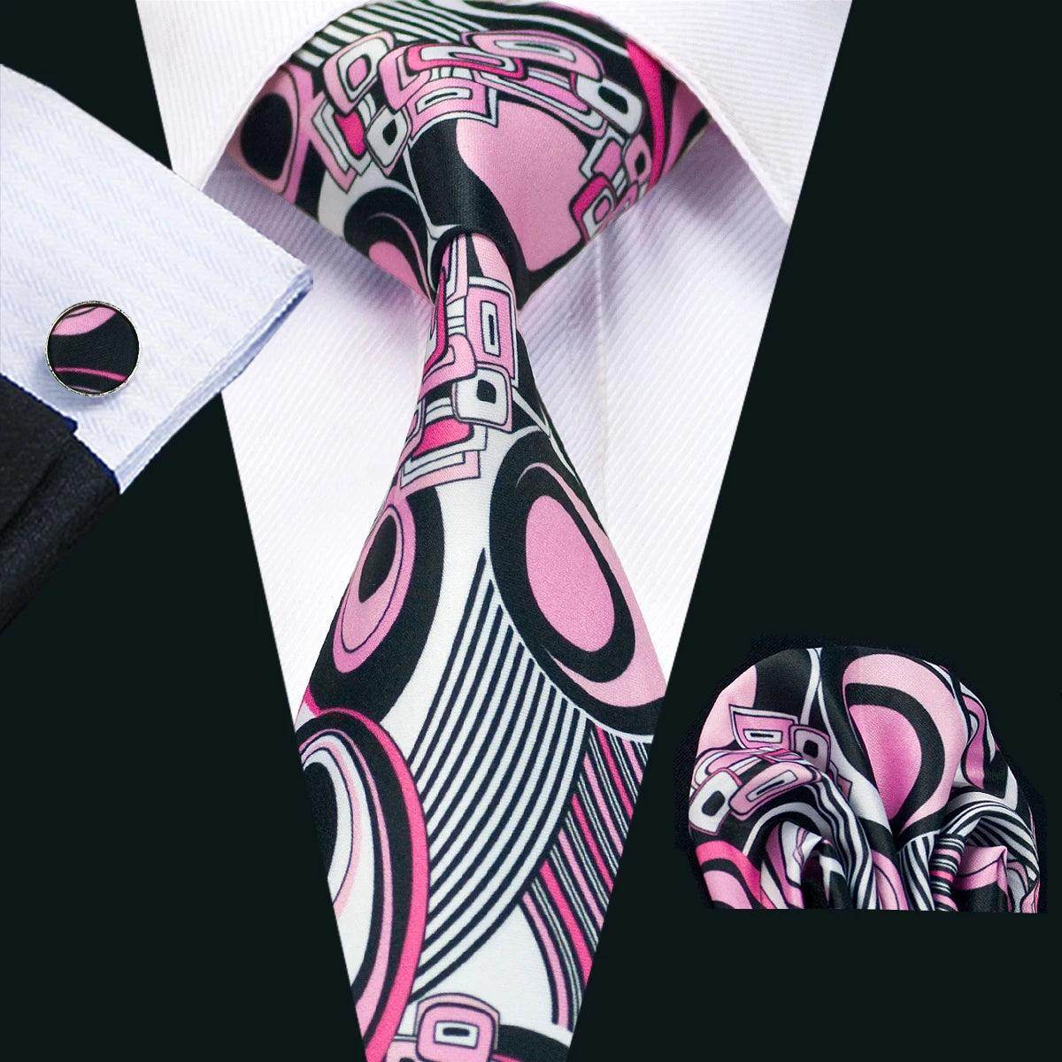 High Quality Artsy Design Neckties Handkerchief Cufflinks - VacationGrabs