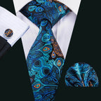 High Quality Artsy Design Neckties Handkerchief Cufflinks - VacationGrabs