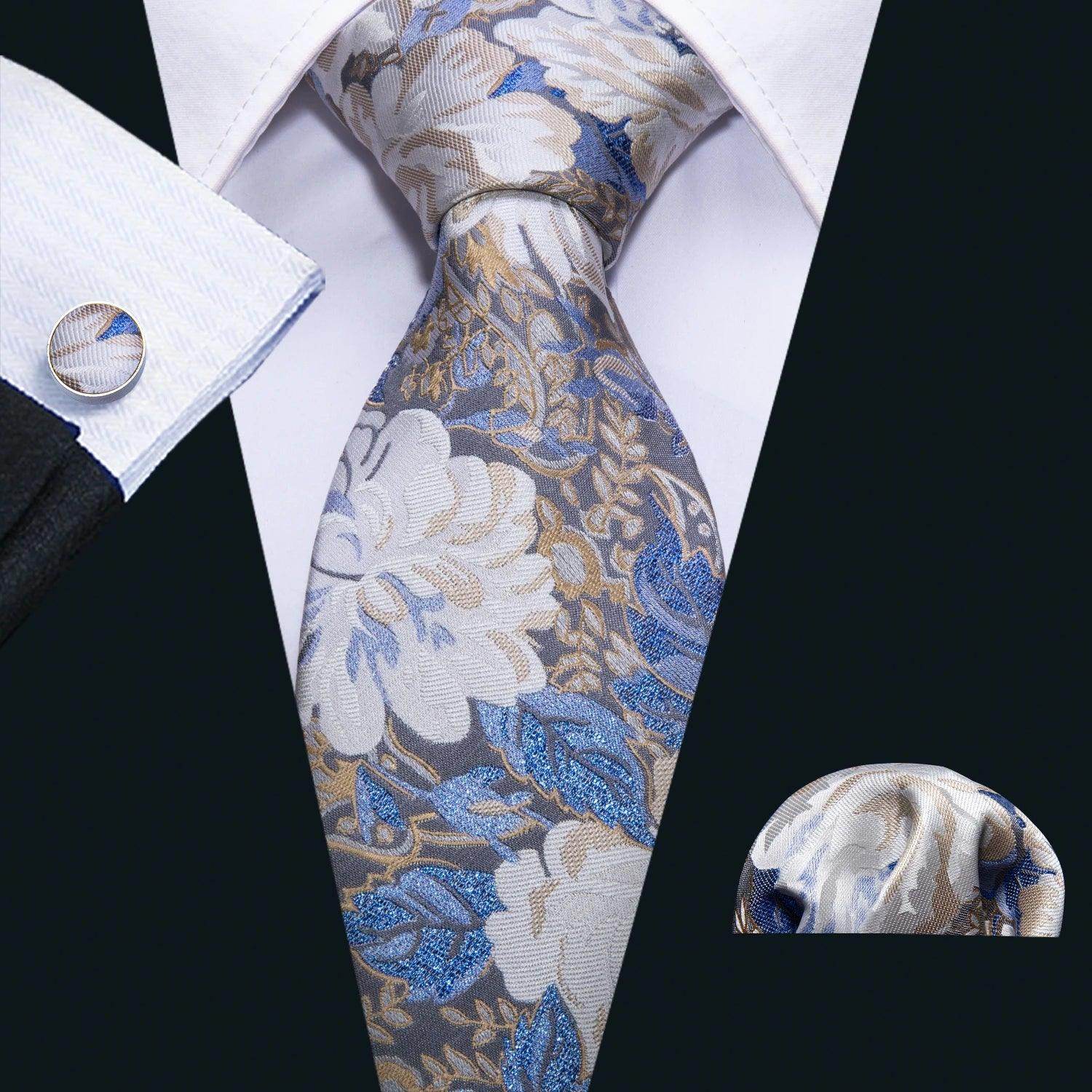 High Quality Artsy Design Neckties Handkerchief Cufflinks - VacationGrabs