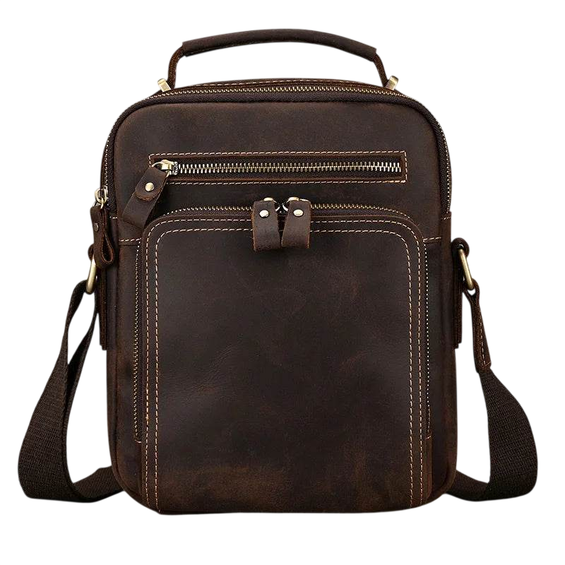 Bolso bandolera de cuero auténtico de alta calidad para hombre, estilo vintage
