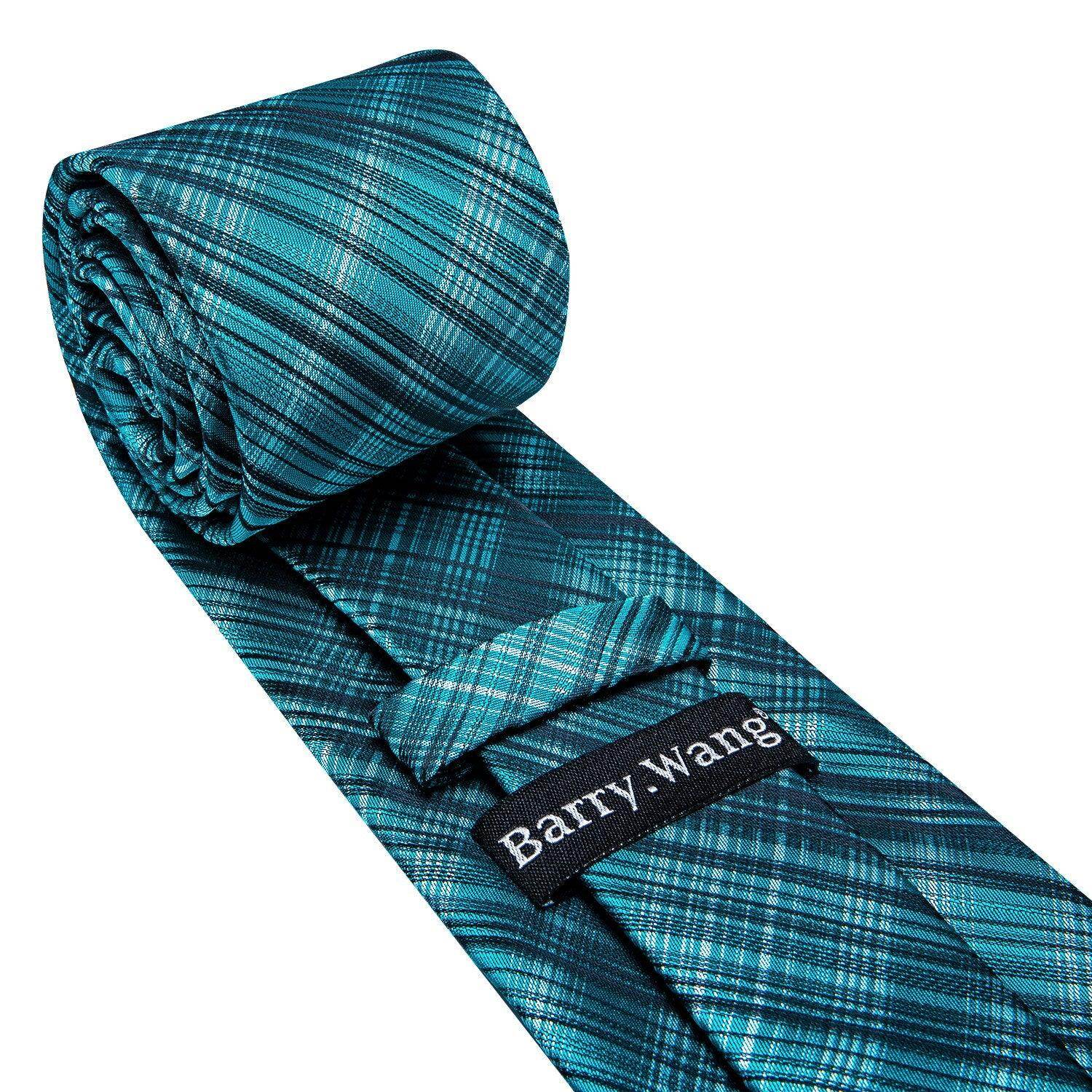 High quality teal tie with a stylish plaid pattern from VacationGrabs for men’s fashion
