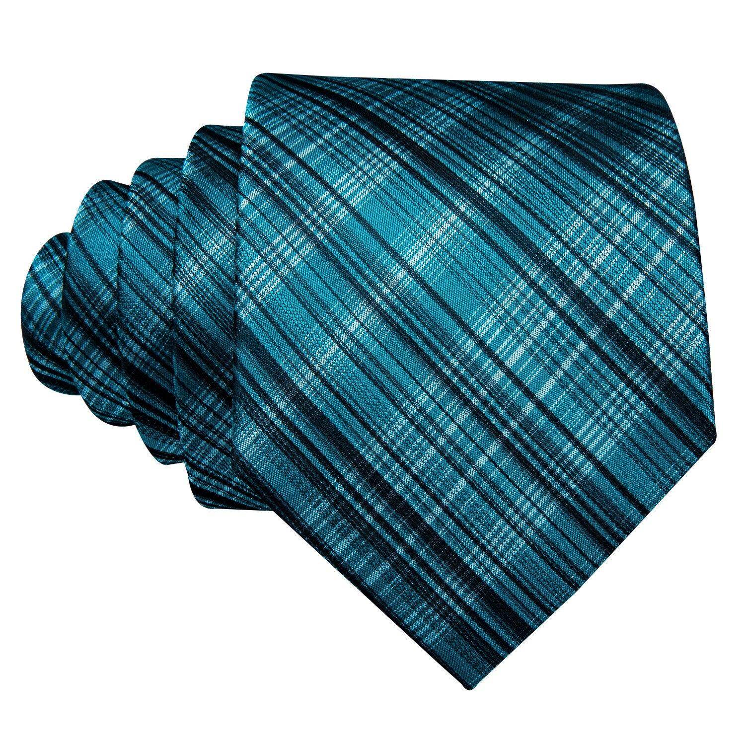 High quality teal tie with a modern plaid design for stylish men's accessories