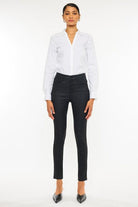 Women's Jeans High Rise Black Coated Ankle Skinny Jean-Kc6341Abk