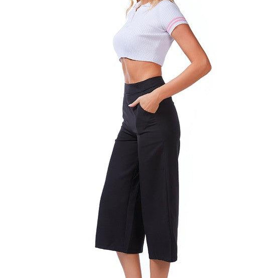 Women's Pants High Rise Cropped Culottes Trousers
