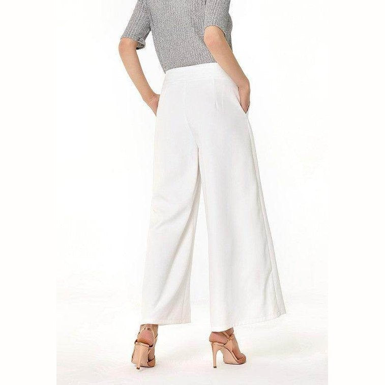 High Rise Cropped Culottes Trousers - VacationGrabs