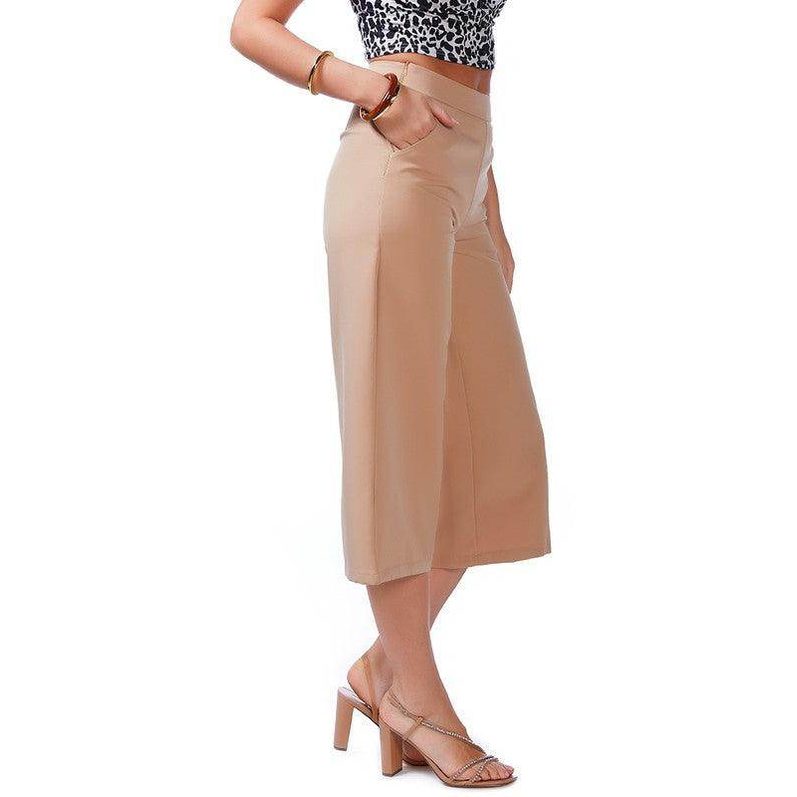 High Rise Cropped Culottes Trousers - VacationGrabs