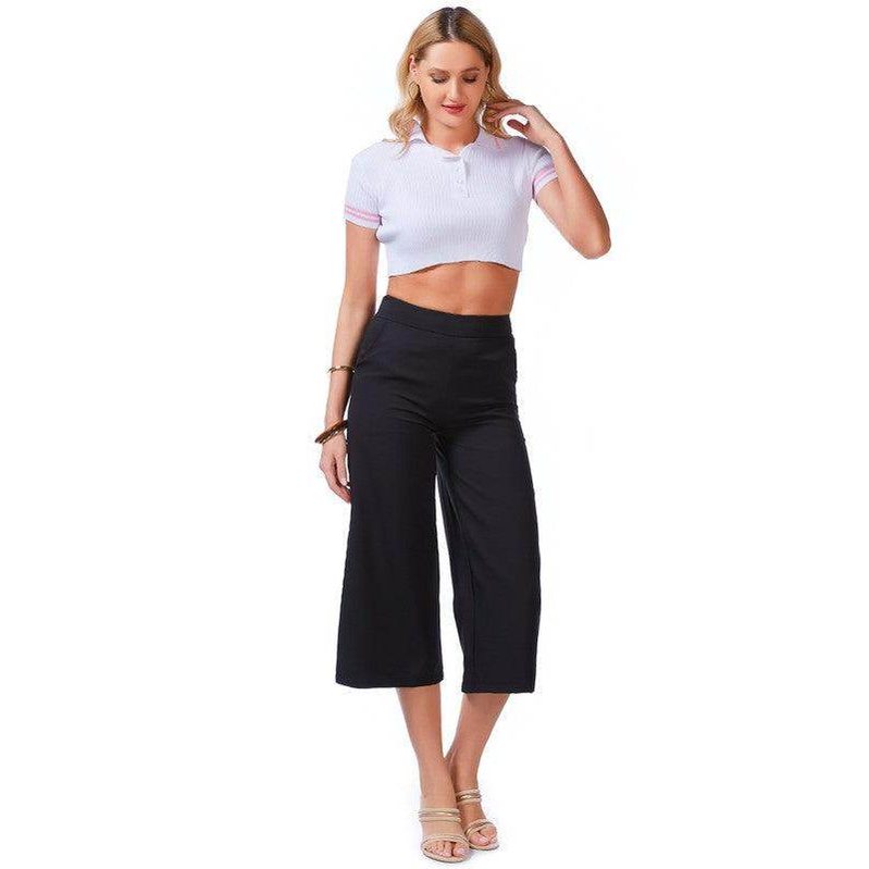 High Rise Cropped Culottes Trousers - VacationGrabs