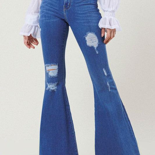Women's Jeans High Rise Distressed Flare