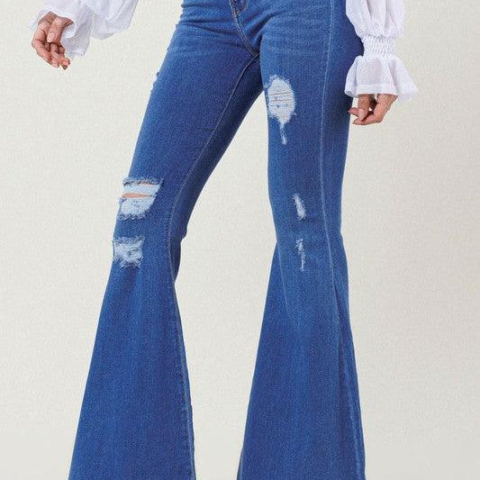 Women's Jeans High Rise Distressed Flare