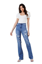 Women's Jeans High Rise Distressed Straight Leg