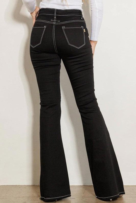 Women's Jeans High Rise Flare Jeans in Black