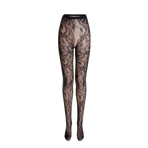 Bella Chic high rise patterned pantyhose with intricate lace design for stylish women's outfits