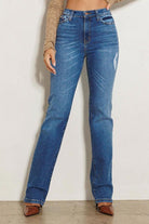 Women's Jeans High Rise Subtle Distressed Straight Jeans