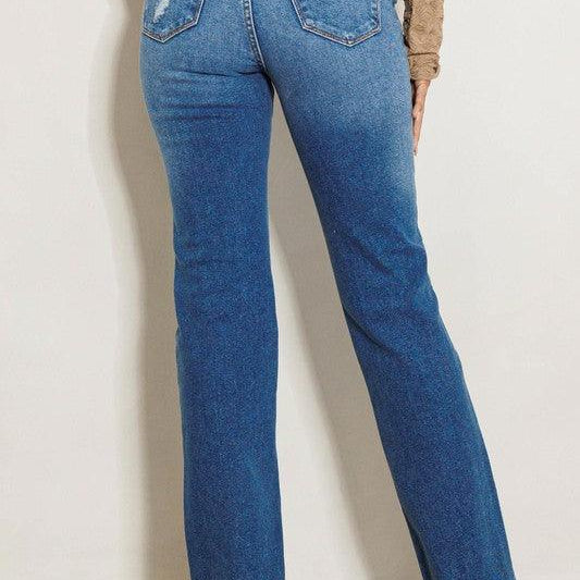 Women's Jeans High Rise Subtle Distressed Straight Jeans