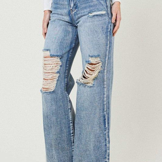 Women's Jeans High Rise Wide Leg In Vintage Acid Wash Jeans