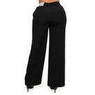 VacationGrabs women's black high-rise wide leg pants with elastic waistband and pockets
