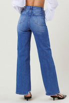 Women's Jeans High Rise Wide Leg W Distressed Hem Detail