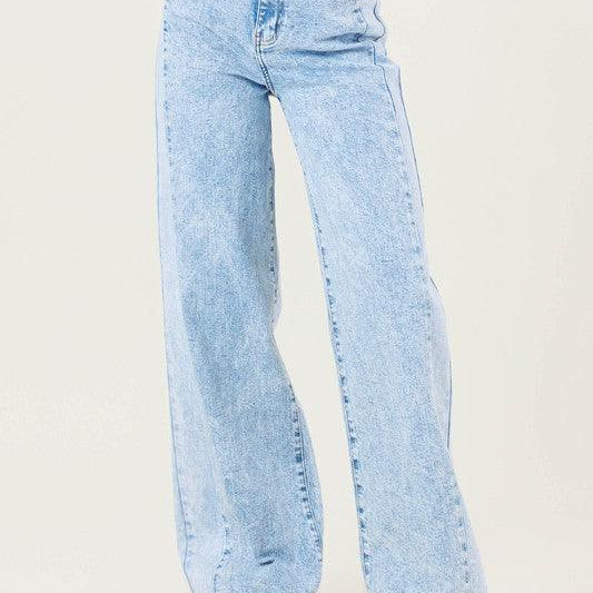 Women's Jeans High Rised Color Block Wide Leg